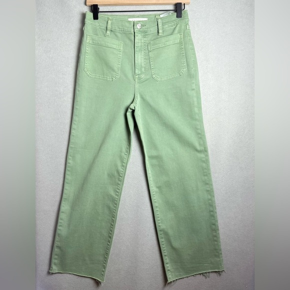 Eunina Women’s Dawn Super High Rise Wide Leg Crop in Green Olive size 27 - Picture 1 of 11